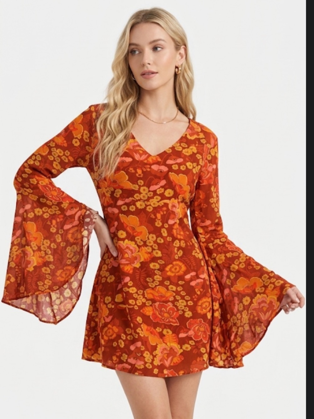 Cider orange floral boho dress size medium